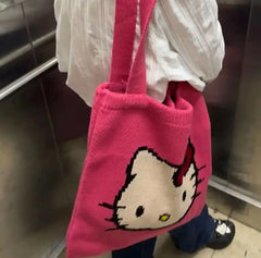 Hello Kitty Pink Crochet Tote Bag