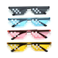 NEW Design Funny Mosaic Sunglasses Thug Life Sun Glasses Pixel Black Retro Gamer Robot Sunglasses Birthday Party Cosplay Favors