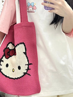 Hello Kitty Pink Crochet Tote Bag