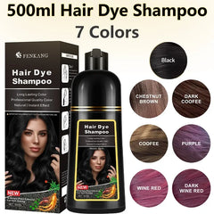 500ml 3in1 Hair Dye Shampoo Natural Black Hair Dye Covering White Herbal Components 7 Color for Women and Men New