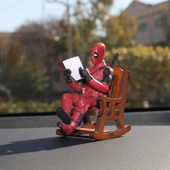 Marvel Deadpool Rocking Chair Action Figures Car Interior Ornaments Car Decoration Accessories Miniature Desktop Decor Hottoys