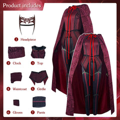 Cafele Wanda Vision Scarlet Witch Cosplay Costume For Women Carnival Suit Mask Custom Made Halloween Costume High Quality