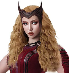 Wanda Vision Long Wavy Cosplay Wig Scarlet Witch Heat Resistant Synthetic Hair Perucas Cosplay Wigs