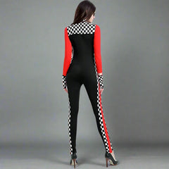 Halloween Sexy Race Car Driver Cosplay Costumes Women Sexy Racing Jumpsuit Long Sleeves Racer Girl Uniform Cheerleaders Costume