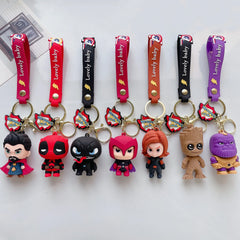 Marvel Keychain Deadpool For Bag Ornament Cartoon Silicone Keyring Captain Ironman Car Key Chain Jewelry Accessories Charm Gifts