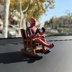 Marvel Deadpool Rocking Chair Action Figures Car Interior Ornaments Car Decoration Accessories Miniature Desktop Decor Hottoys