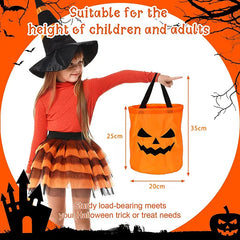 LED Light Halloween Trick Christmas Treat Bucket Pumpkin Candy Bags Collapsible Halloween Basket Thanksgiving Party Gift Basket