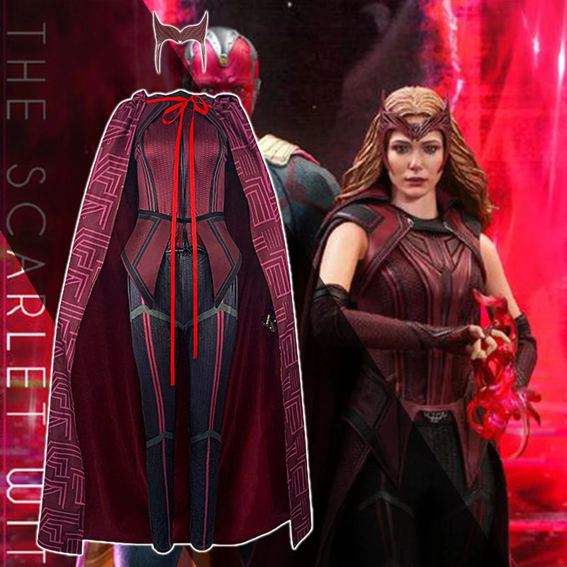 Cafele Wanda Vision Scarlet Witch Cosplay Costume For Women Carnival Suit Mask Custom Made Halloween Costume High Quality