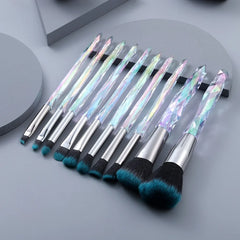 10 Piece Crystal Makeup Brushes Set