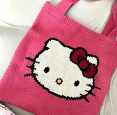 Hello Kitty Pink Crochet Tote Bag